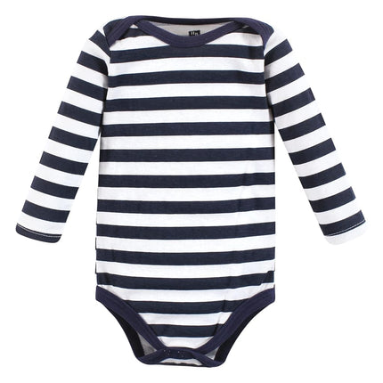 Hudson Baby unisex-baby Cotton Long-sleeve Bodysuits, Sports Stripes, 9-12 Months