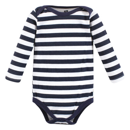 Hudson Baby unisex-baby Cotton Long-sleeve Bodysuits, Sports Stripes, 6-9 Months