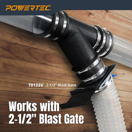 POWERTEC Clear PVC Pipe 2-1/2" x 36" Long, 1PK Plastic Tubing & 5PK Stainless Steel Pipe Straps w/Drywall Anchors & Screws Compatible w/Dust Collection Fittings - Hose for Woodworking Tools (70397)