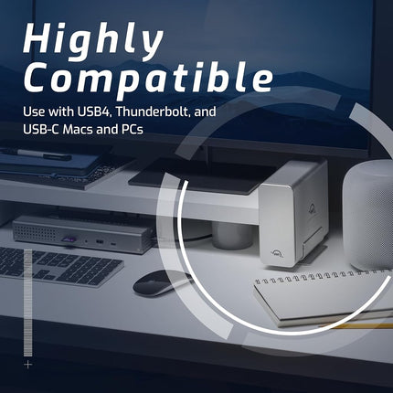OWC Express 4M2 SSD Enclosure for up to 4 NVMe Solid State Drives M.2 2230/2242/2280 , Thunderbolt 4 up to 3200Mbps RAID 0/1/4/5/10/JBOD Mac/PC Compatible Aluminium Heatsink (0TB Incl SoftRAID)