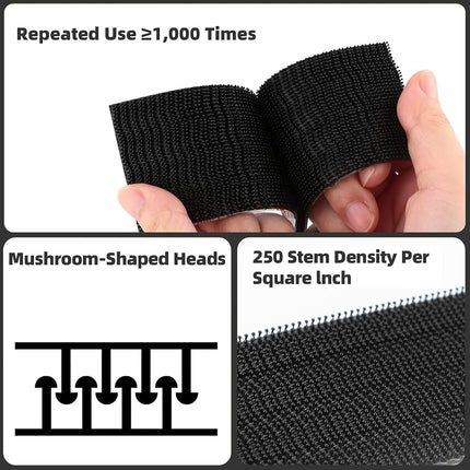 Bulina Dual Lock SJ3550 25mm x 1.2m Black 1 Pack Reclosable Fastener Mounting Tape Interlocking Mushroom Shaped Strong Adhesive Hook Lock Sticy Tape for Indoor and Outdoor(DB25120)