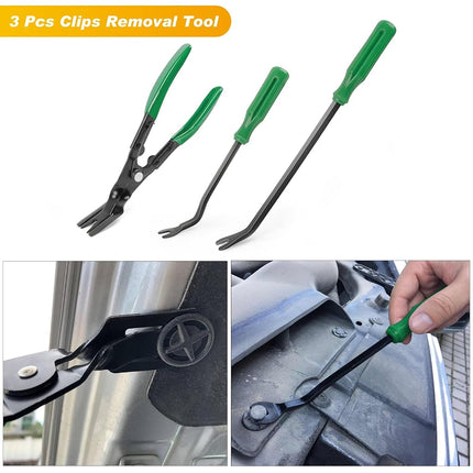 GOOACC 19Pcs Trim Removal Tool Set Panel Fastener Clips Removal Automotive Plastic Upholstery Pliers Removal Install Pry Car Tool with Storage Bag for Trim Panel Door Audio Clip Pliers Terminal-Green