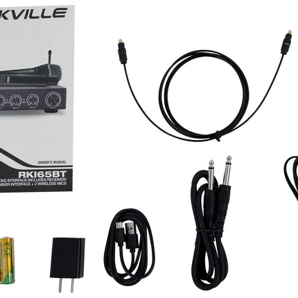 Rockville RKI65BT Interface Microphones Karaoké Sans Fil Double UHF+Bluetooth, Noir
