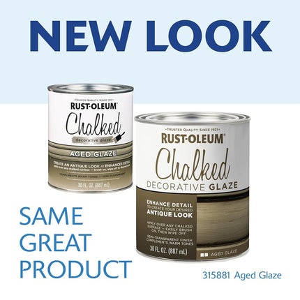 Rust-Oleum 315881-2PK Chalked Decorative Glaze, 30 oz, Semi-Transparent Aged, 2 Pack