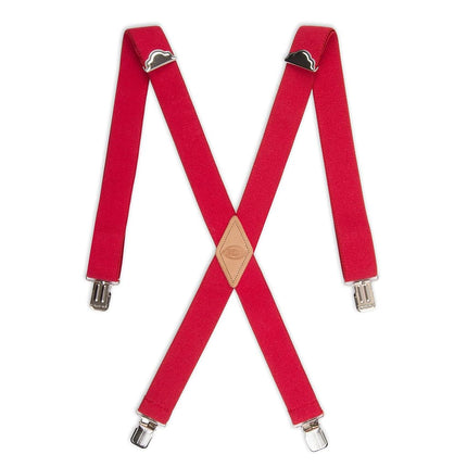Dickies Men's 1 1/2 inch Solid Straight Clip Adjustable X Back Suspender, Red, One Size