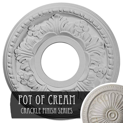 11 7/8"OD x 3 5/8"ID x 7/8"P Helene Ceiling Medallion (Fits Canopies up to 5 1/4"), Hand-Painted Pot of Cream Crackle