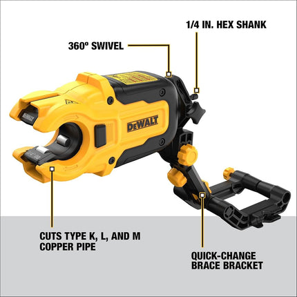 DEWALT Impact Connect Copper Pipe Cutter, Impact Driver Attachment, Tubing Cutter (DWACPRIR)