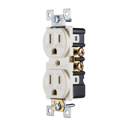 GE Grounding Duplex Outlet, In Wall Receptacle, Tamper Resistant Outlets, 3 Prong Electrical Socket, Easy Install, 15 Amp, UL Listed, Light Almond, 17815