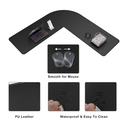 Mydours 57" x 57" x 20" L Shape Desk Pad Large Corner Mouse Pad (Black)