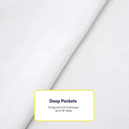 Sweet Home Collection Queen 6 Piece 1500 Supreme Collection Fine Brushed Microfiber Deep Pocket Queen Sheet Set Bedding - 2 Extra Pillow Cases, Dobby White