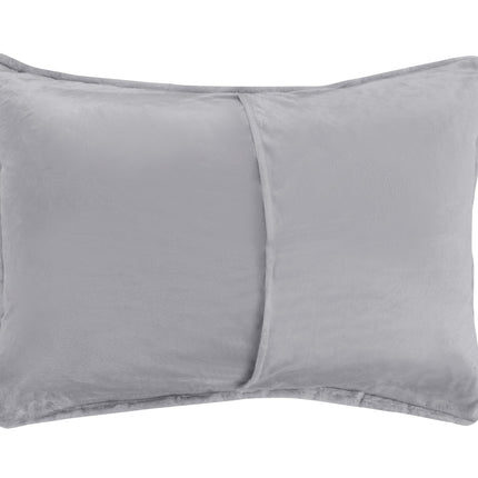 Elegant Comfort Luxurious Fluffy 3-Piece Faux Fur Comforter Set - All Season Warm Down Alternative - Ultra Soft, Plush Micro-Mink 3PC Bedding Set with Matching Shams, Queen, Gray