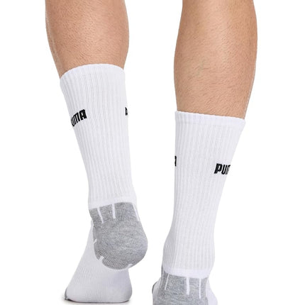PUMA Men's 6 Pack Crew running socks, White, 10-13