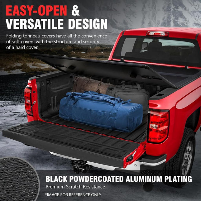 DNA Motoring TTC-HARD-003 Pickup Truck Bed Top Hard Solid Tri-Fold Tonneau Cover Compatible with 75-96 Ford F-150 6.5Ft Fleetside/Styleside Bed