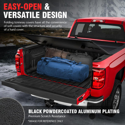 DNA Motoring TTC-HARD-003 Pickup Truck Bed Top Hard Solid Tri-Fold Tonneau Cover Compatible with 75-96 Ford F-150 6.5Ft Fleetside/Styleside Bed