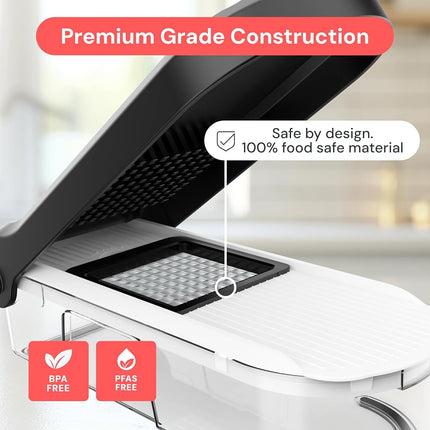 Fullstar Mandoline Slicer for Kitchen - Vegetable Chopper, Onion Potato Food Veggie Fruit Slicer and Cutter with Container, Kitchen Gadgets & Accessories, Home Essentials (6-in-1, Full White)