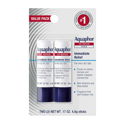Aquaphor Lip Repair Stick - Soothes Dry, Cracked Lips - 2 Sticks