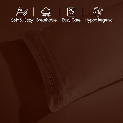 Elegant Comfort Luxury 1500 Premium Hotel Quality Microfiber 4-Piece Sheet Set - Soft, All Around Elastic 18-24 Inches Deep Fitted Sheet - Extra Deep Pocket Sheets, Queen, Chocolate Brown