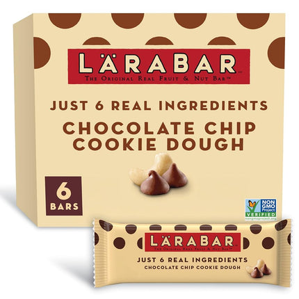 Barres aux fruits et aux noix Larabar Pâte à biscuits aux pépites de chocolat, sans gluten et végétaliennes, 272 g, 6 unités