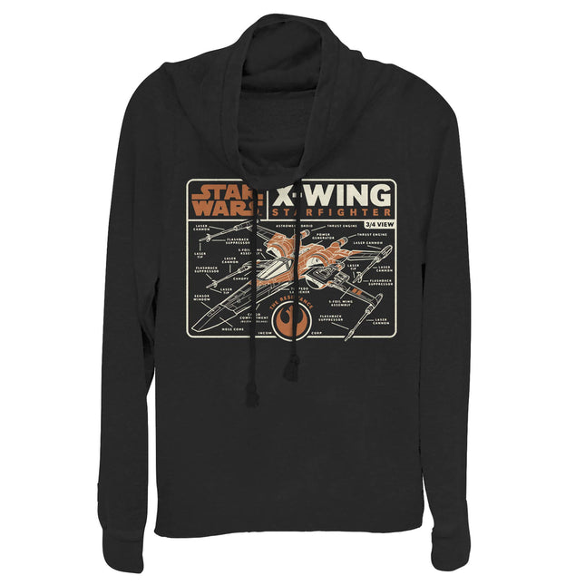 STAR WARS Junior's Women's Long Sleeve Cowl Neck P