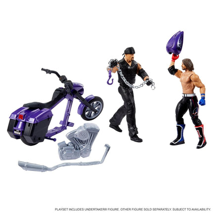 WWE Wrekkin' Action Figure & Toy Vehicle Set, Undertaker with Slamcycle Motorcycle with Lanching Action and Breakable Parts, HTR84