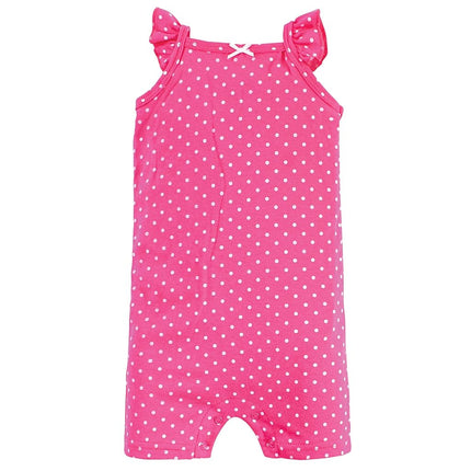 Hudson Baby Unisex Cotton Rompers, Pink Strawberry, 6-9 Months
