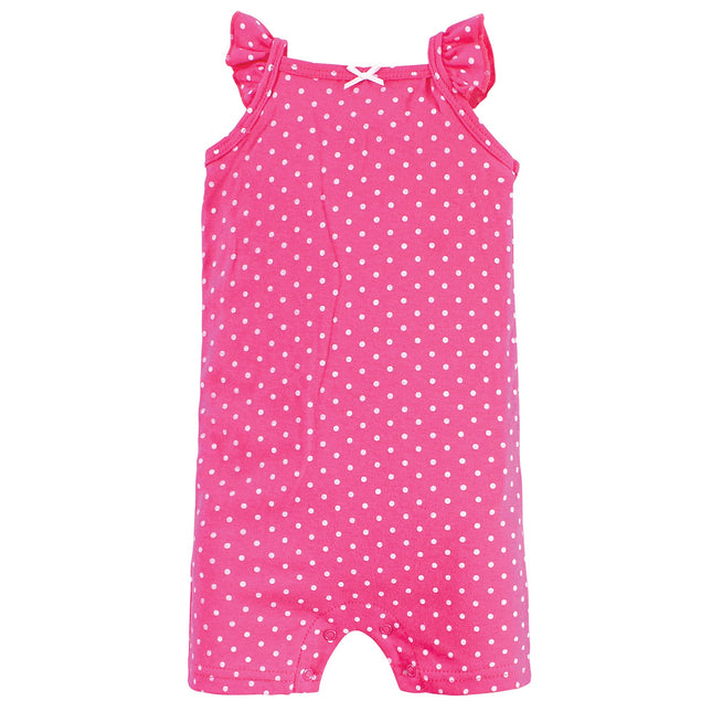Hudson Baby Unisex Cotton Rompers, Pink Strawberry, 12-18 Months