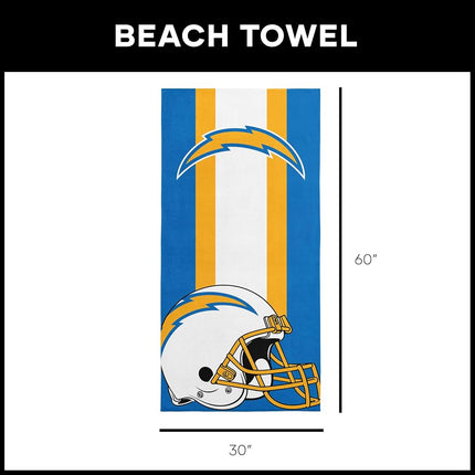 NORTHWEST NFL Los Angeles Chargers Unisex-Adult Beach Towel, 30" x 60", Zone Read