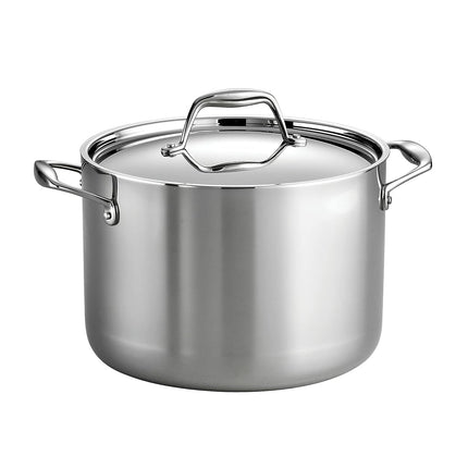 Tramontina Signature Tri-Ply Clad Stainless Steel 8-Quart Stock Pot with Lid, Induction-Ready Pasta Pot, Dishwasher-Safe, NSF-Certified, Made in Brazil