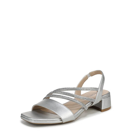 LifeStride Women's Joy Strappy Sandal Heeled, Silv