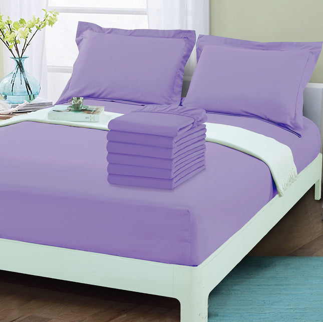 Elegant Comfort 6-Pack Fitted Bottom Sheets 1500 Thread Count Premium Hotel Quality, Deep Pocket, Wrinkle-Free, Stain and Fade Resistant-Side Pockets for Storage, 6PACK Fitted-Twin/Twin XL, Lilac