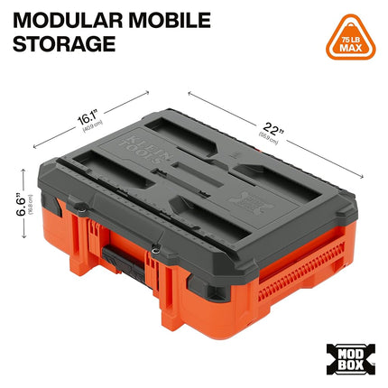 Klein Tools 54300MBX MODbox Small Tool Box, Heavy Duty Organizer with Removable Tray, Water and Debris Resistant, Stackable Module