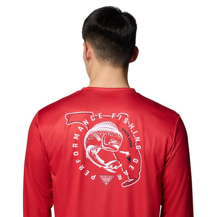 Columbia Men's Terminal Tackle PFG Statetriot Long Sleeve, Red Spark/Clean Line Pride FL Dorado, Small