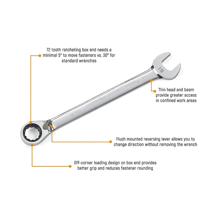 GEARWRENCH 12 Point Reversible Ratcheting Combination SAE Wrench 8-Pieces Set, 9533