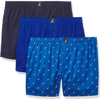 Nautica Men's Cotton Woven 3-Pack Boxers Shorts, P