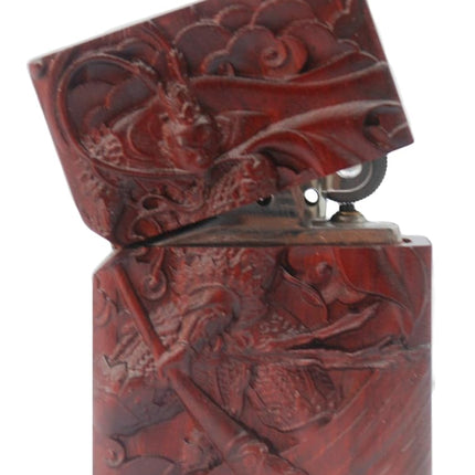 Natural Huanghuali Rosewood Carving Lighter Shell Box for Zippo Module (Monkey King 1#)