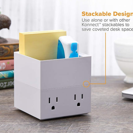 Bostitch Office Konnect Desk Organizer Accessory Tray, Stacks for Desktop Storage, White