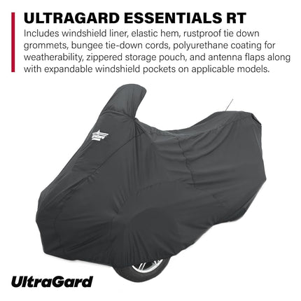 UltraGard Essentials Can-Am RT 2010-2019 Full Cover - Weather & Water Resistant Protection, Elastic Hem, Antenna Flaps, Rustproof Grommets, Windshield Liner, Zippered Pouch - Black