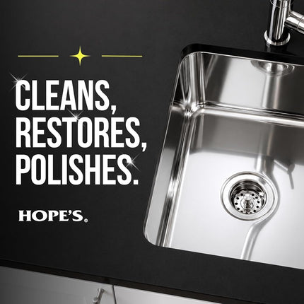 HOPE'S Perfect Sink Cleaner and Polish, Restorative, Removes Stains, Cast Iron, Corian, Composite, Acrylic, 8.5 Fl Oz