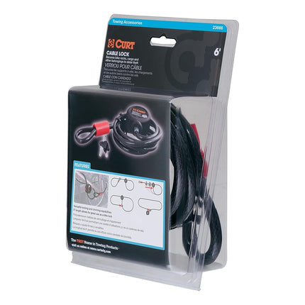 CURT 23666 6-Foot Bike Cable Lock BLACK VINYL