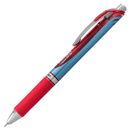Bolígrafo Pentel EnerGel Deluxe RTX Retráctil de Gel Líquido, Trazo Fino, Punta de Aguja, Tinta Roja, Caja de 12 (BLN75-B)