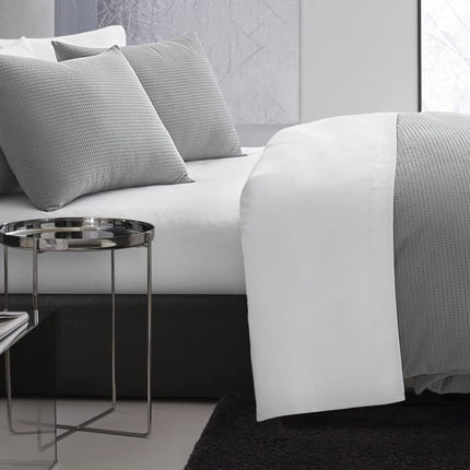 Vera Wang - Queen Duvet Cover Set, Luxury Cotton Bedding with Button Closure, Includes Matching Shams (Waffle Pique Pewter Grey, Queen)