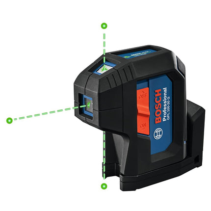 BOSCH GPL100-30G Green-Beam Self-Leveling Alignment Laser, Includes 2 AA Batteries, Built-in Multipurpose Mount, & Hard Carrying Case