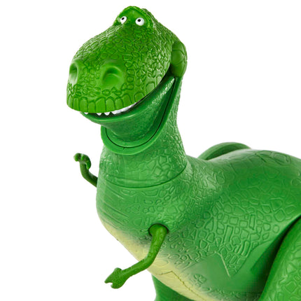 Juguetes de Disney y Pixar Toy Story, figura de dinosaurio Rex que se mueve y habla, Roarin' Laughs, 27.4 cm de alto con 40 frases y movimiento de boca y brazo, regalo para niños, HMM12