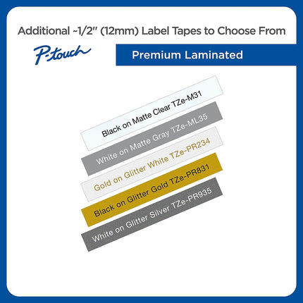 Brother Genuine P-Touch, TZe-6312Pk Tape ½” (12mm) 2-Pack Laminated P-Touch Tape, Black On Yellow Perfect for Indoor Or Outdoor Use, Water Resistant, 26.2 Ft. (8M)