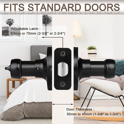 Sopoby 6 Pack Matte Black Door Handles Privacy Door Levers, Heavy Duty Wave Style Bed/Bath Door Locks Interior Door Knobs, Reversible Levers for Right/Left Handed Doors