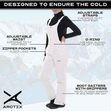 ARCTIX Women's Essential Insulated Bib Overalls, White, 2X (20W-22W) 27" Short