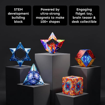 SHASHIBO Shape Shifting Box - Award-Winning, Patented Fidget Cube w/ 36 Rare Earth Magnets - Transforms Into Over 100 Shapes, Download Fun in Motion Toys Mobile App (Holographic - Vapor)