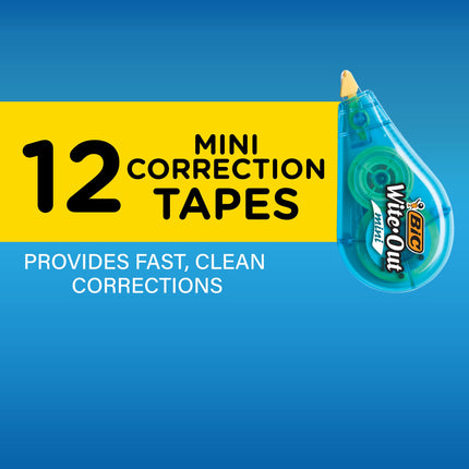 Cinta Correctora Mini BIC Wite-Out, Blanca, Paquete de 12