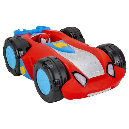 MARVEL Spidey and His Amazing Friends Team Spidey Flip and Reveal Cruiser - 11-Inch Double-Sided Vehicle with Lights, Sounds, and Web Blast Launchers