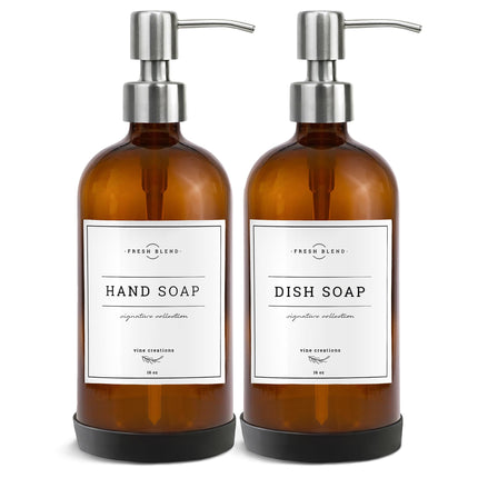 Vine Creations Amber Glass Soap Dispenser 2 Pack, 